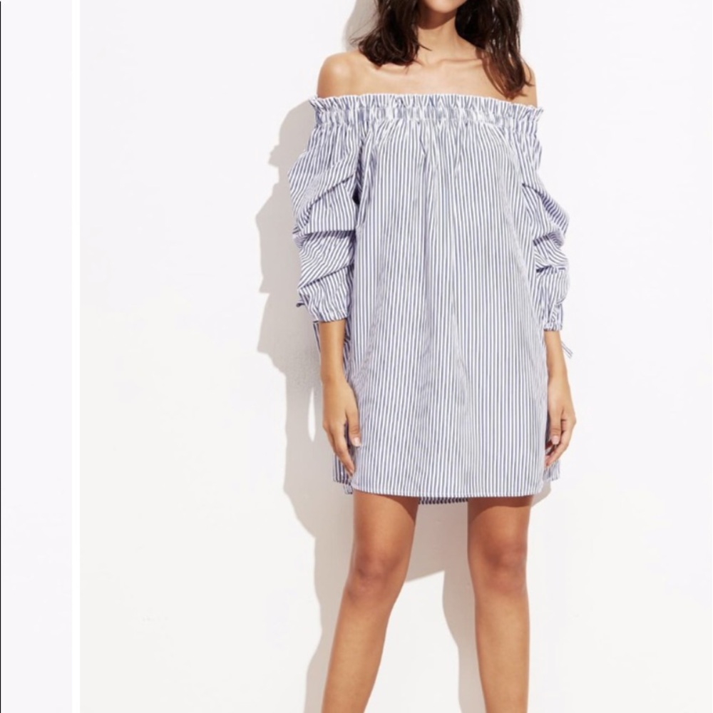 🛍2 / 22NEW SHEIN Pinstripe Frill Detail Dress L